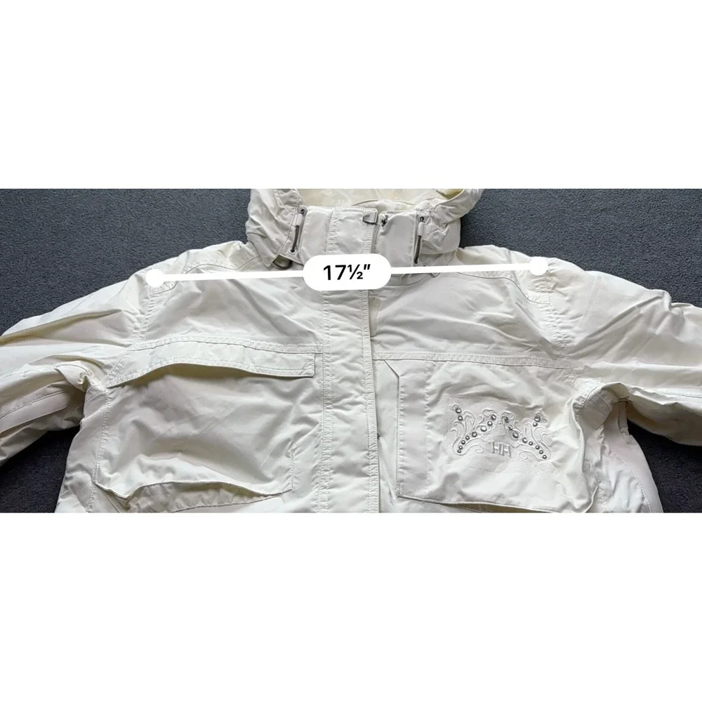Helly Hansen Helly Tech Waterproof Ski Jacket Womens Large White Hooded Coat